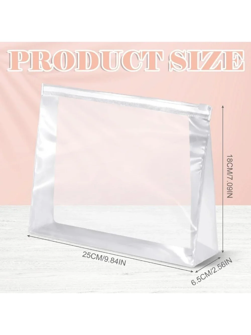 100 Pcs Mini Clear Makeup Bags - PVC Travel Organizers, 9.8'' Cosmetic Pouches